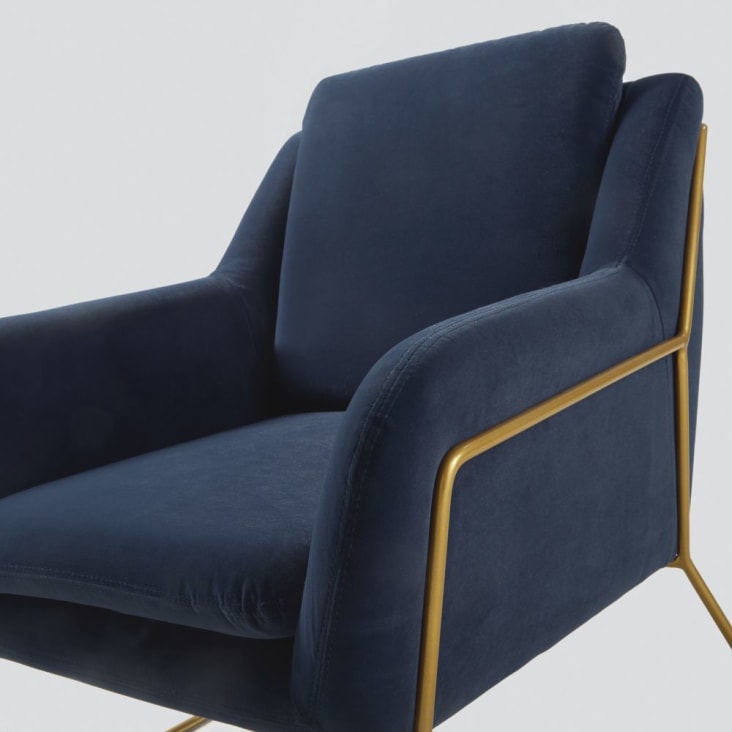 Maisons du Monde Jasper - Sillón de terciopelo azul oscuro y color latón Solo hoy