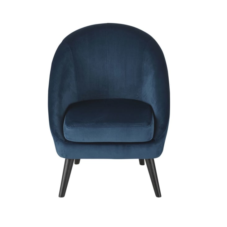 Maisons du Monde Suzie - Sillón vintage de terciopelo azul oscuro y hevea macizo Oferta especial de fábrica