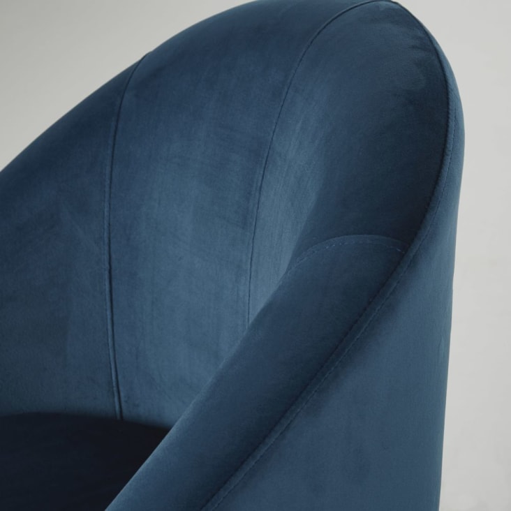 Maisons du Monde Suzie - Sillón vintage de terciopelo azul oscuro y hevea macizo Oferta especial de fábrica