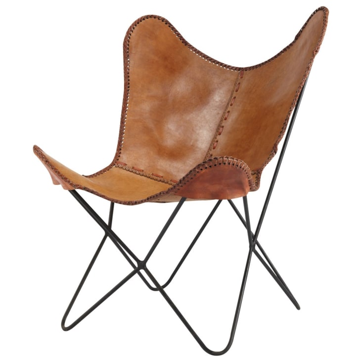 Maisons du Monde Santiago - Silla de piel color camello