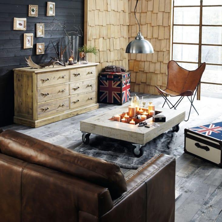 Maisons du Monde Santiago - Silla de piel color camello Promoción trimestral