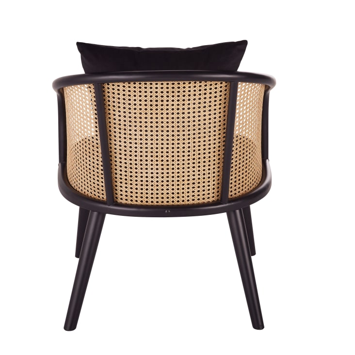 Maisons du Monde Sockette - Sillón de terciopelo negro con rejilla de mimbre Grandes descuentos