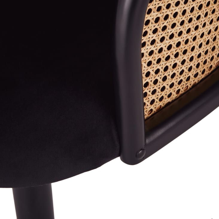 Maisons du Monde Sockette - Sillón de terciopelo negro con rejilla de mimbre Grandes descuentos