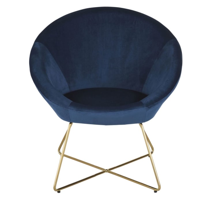 Maisons du Monde Hipop - Sillón de terciopelo azul con patas de acero Envío internacional gratuito