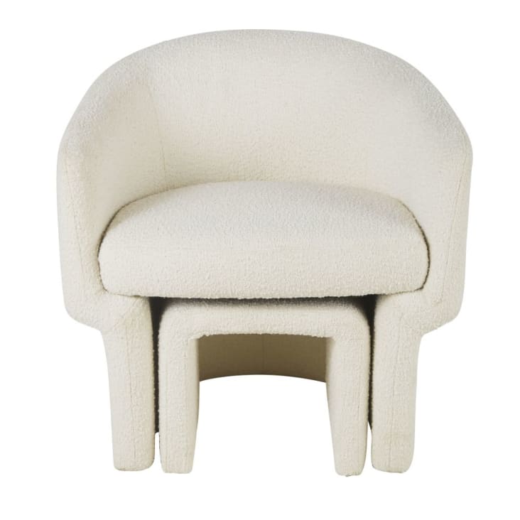 Maisons du Monde Dorset Business - Sillón y reposapiés profesionales con bucles blancos Tienda de fábrica