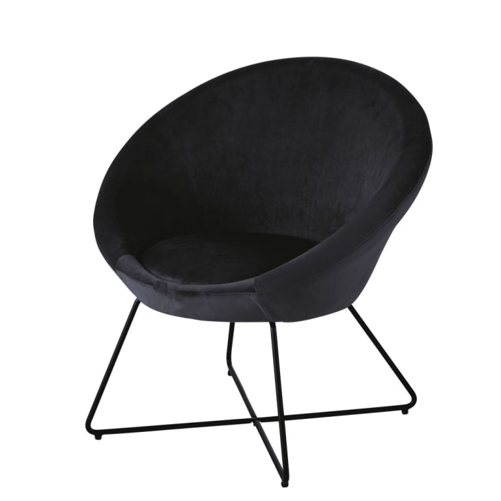 Maisons du Monde Hipop - Sillón de terciopelo negro Limitado a 3 días