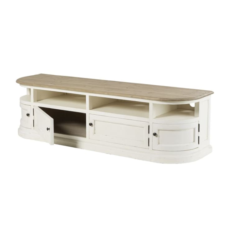 Maisons du Monde Provence - Mueble de TV de pino macizo blanco Oferta exclusiva