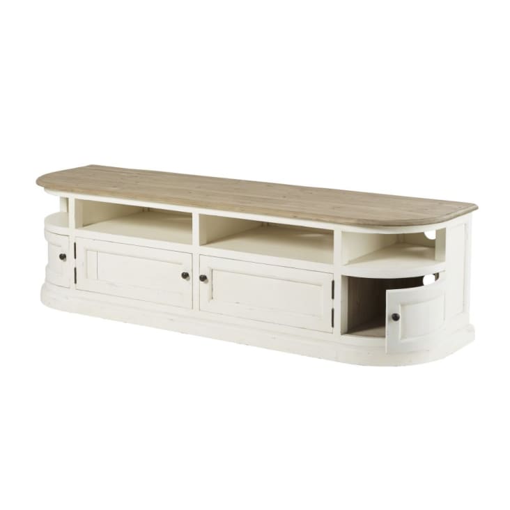 Maisons du Monde Provence - Mueble de TV de pino macizo blanco Oferta exclusiva