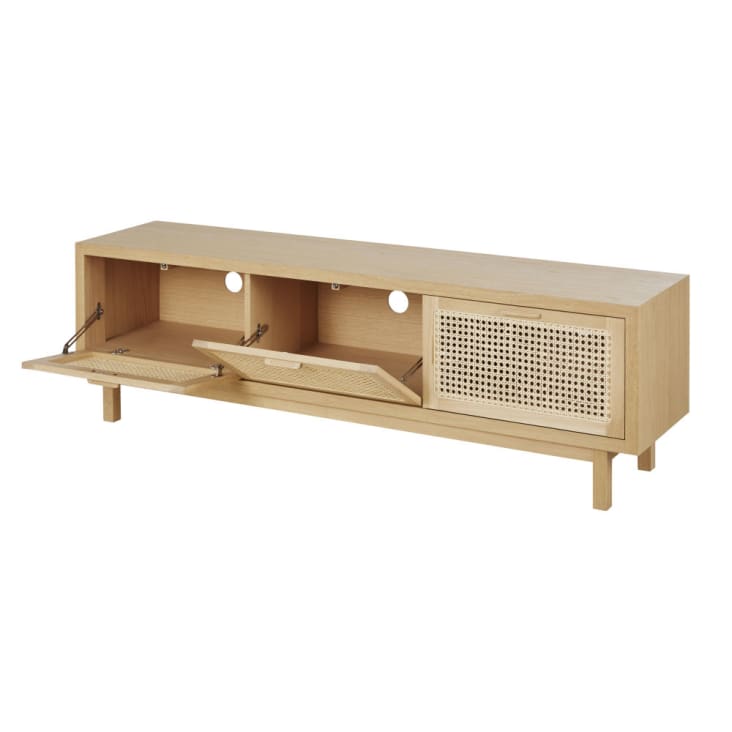 Maisons du Monde Canopy - Mueble de TV con 3 trampillas de rejilla de mimbre