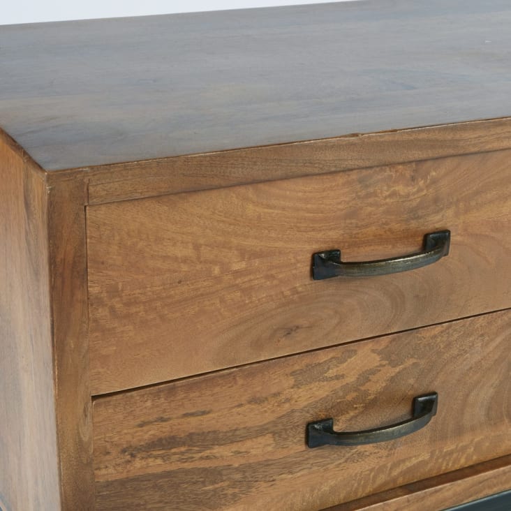 Maisons du Monde Hipster - Mueble de TV con 1 puerta y 2 cajones de mango macizo y metal negro 2025
