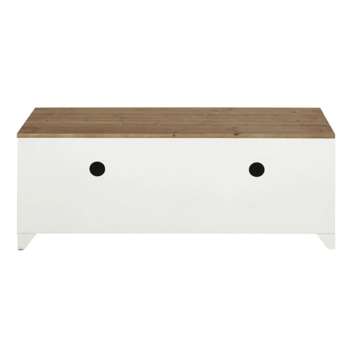 Maisons du Monde Bruce - Mueble de TV industrial 3 puertas de metal blanco y abeto En línea