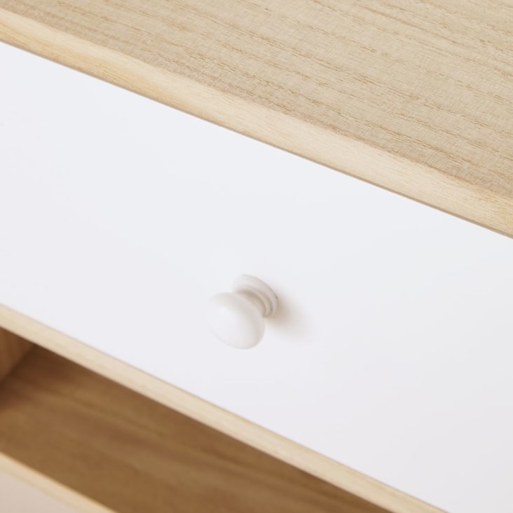 Maisons du Monde Spring - Mueble de TV blanco de estilo escandinavo con 4 cajones de paulonia Venta caliente