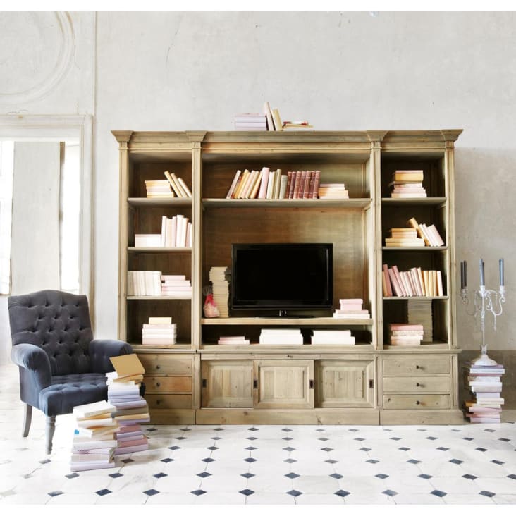 Maisons du Monde Passy - Mueble de salón librería de pino macizo reciclado En oferta