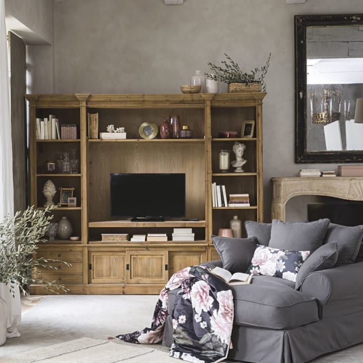 Maisons du Monde Passy - Mueble de salón librería de pino macizo reciclado En oferta