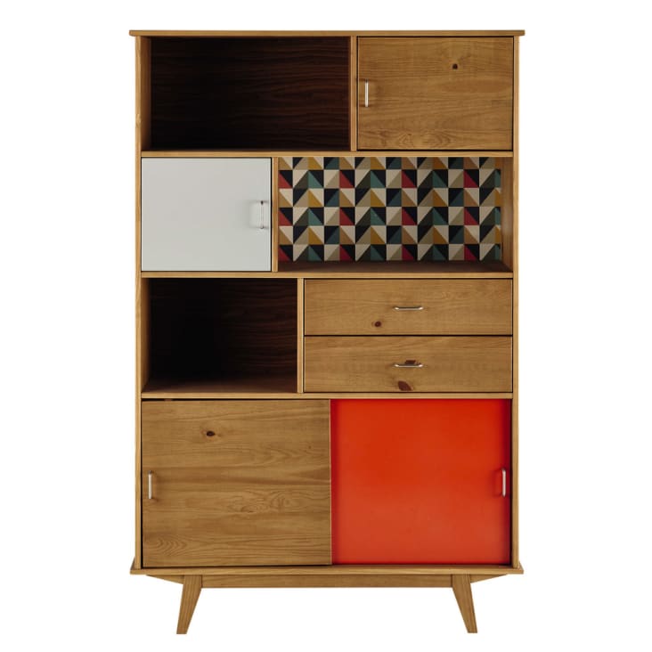 Maisons du Monde Paulette - Librería vintage con 2 cajones y 4 puertas multicolor