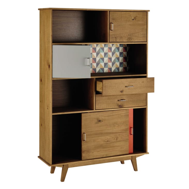 Maisons du Monde Paulette - Librería vintage con 2 cajones y 4 puertas multicolor Rebajas de fábrica
