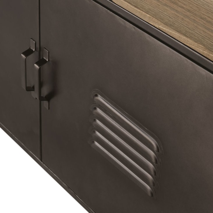Maisons du Monde Wayne - Biblioteca con 2 puertas grises de metal y mango macizo Tienda