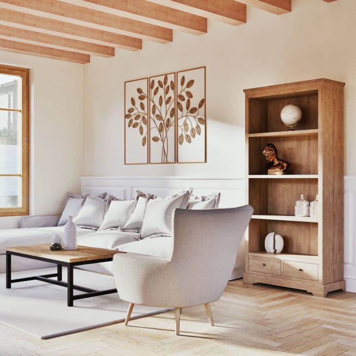 Maisons du Monde Cavaillon - Librería gris con 2 cajones Mejor oferta