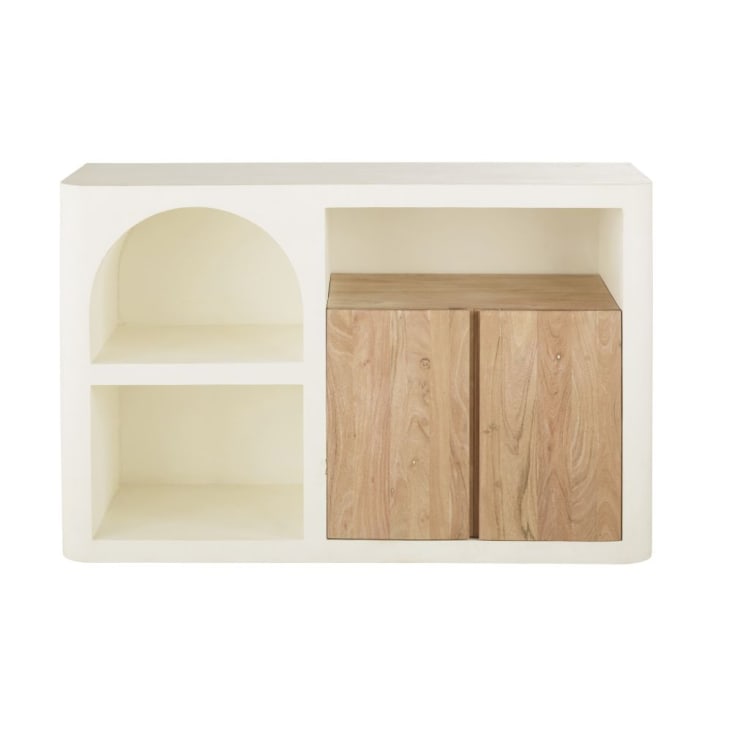 Maisons du Monde Sartene - Librería baja color crema con 2puertas y 1hueco