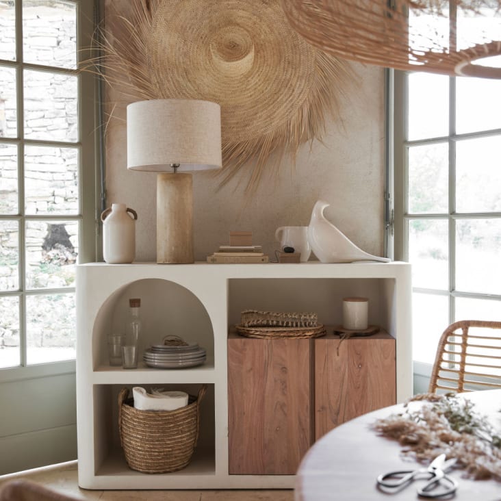 Maisons du Monde Sartene - Librería baja color crema con 2puertas y 1hueco Envío gratis