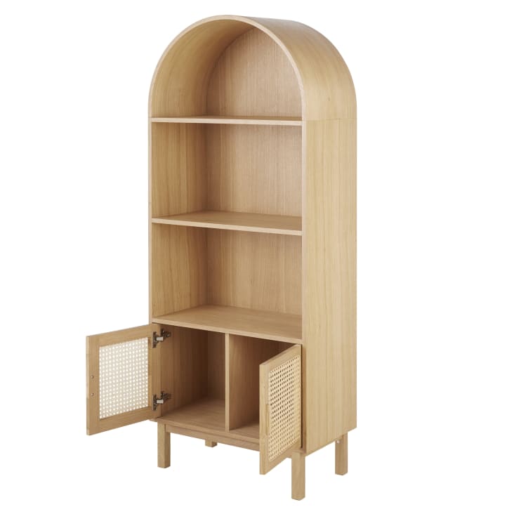 Maisons du Monde Canopy - Estantería de madera de 2 puertas y 3 nichos de caña de ratán Envío gratis