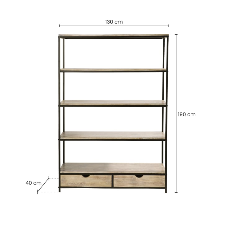 Maisons du Monde Long Island - Estantería industrial con 2 cajones de abeto macizo y metal COMPRAR AHORA