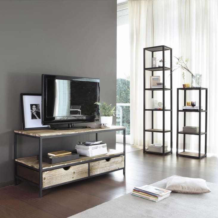 Maisons du Monde Long Island - Estantería industrial de abeto macizo y metal ÚLTIMAS EDICIONES