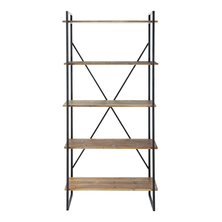 Maisons du Monde Staten - Estantería industrial de abeto y metal gris antracita