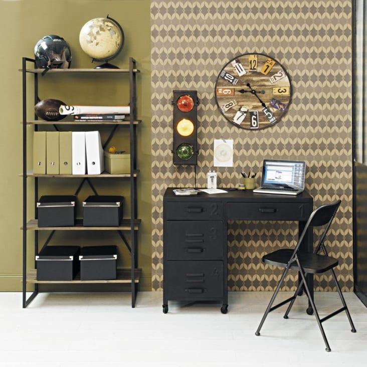 Maisons du Monde Staten - Estantería industrial de abeto y metal gris antracita Grandes descuentos