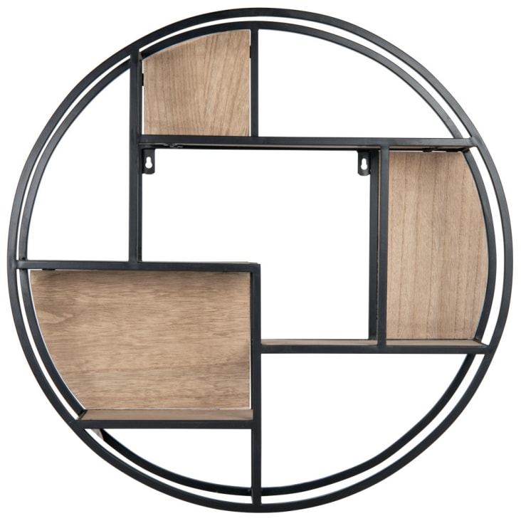 Maisons du Monde JOSHUA - Estantería redonda de metal color negro y marrón