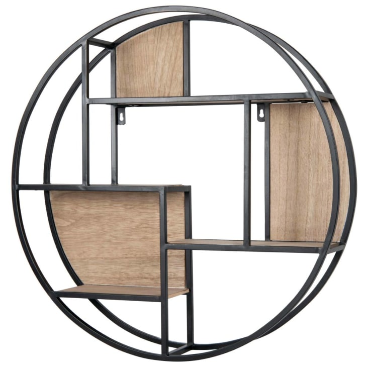 Maisons du Monde JOSHUA - Estantería redonda de metal color negro y marrón Tienda de fábrica