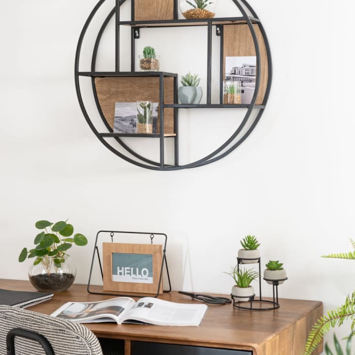 Maisons du Monde JOSHUA - Estantería redonda de metal color negro y marrón Tienda de fábrica