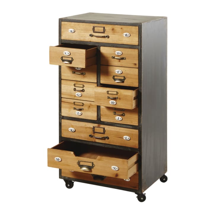 Maisons du Monde HAROLD - Mueble organizativo de 12 cajones con ruedas Limitado a 3 días