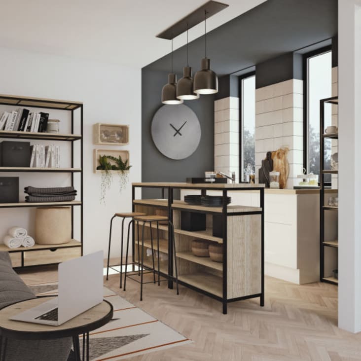 Maisons du Monde Long Island - Estantería industrial de abeto macizo blanco y metal Ahorra y exporta