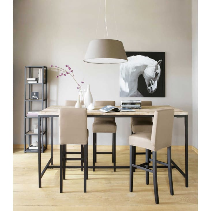 Maisons du Monde Long Island - Estantería industrial de abeto macizo blanco y metal Ahorra y exporta