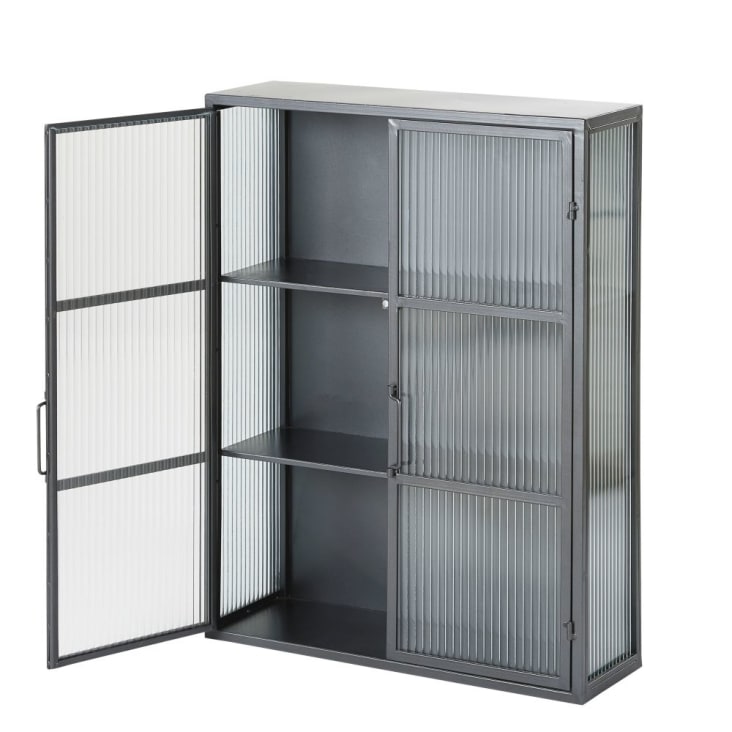 Maisons du Monde CARTER - Estantería de metal negro con 2 puertas de vidrio armado Libre de impuestos