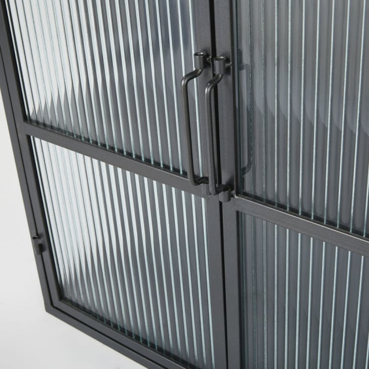 Maisons du Monde CARTER - Estantería de metal negro con 2 puertas de vidrio armado Libre de impuestos