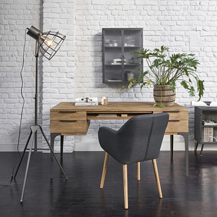 Maisons du Monde CARTER - Estantería de metal negro con 2 puertas de vidrio armado Libre de impuestos