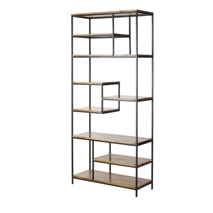 Maisons du Monde Segment - Estantería industrial de metal negro mate y mango Última moda