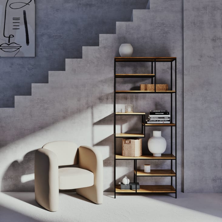 Maisons du Monde Segment - Estantería industrial de metal negro mate y mango Última moda