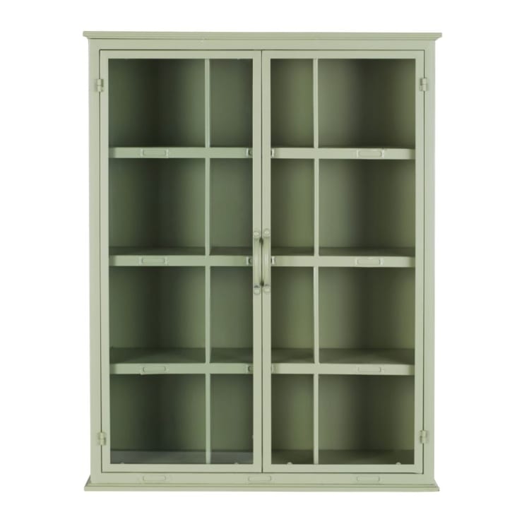 Maisons du Monde Estantería de hierro verde salvia con 2puertas de cristal Ofertas especiales