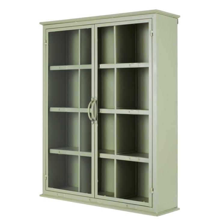 Maisons du Monde Estantería de hierro verde salvia con 2puertas de cristal Ofertas especiales