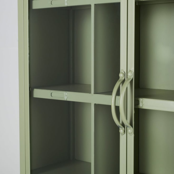 Maisons du Monde Estantería de hierro verde salvia con 2puertas de cristal Ofertas especiales