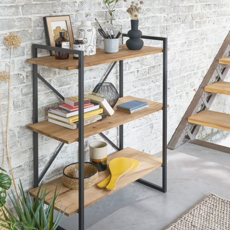 Maisons du Monde Staten - Estantería industrial en abeto macizo y metal negro Outlet