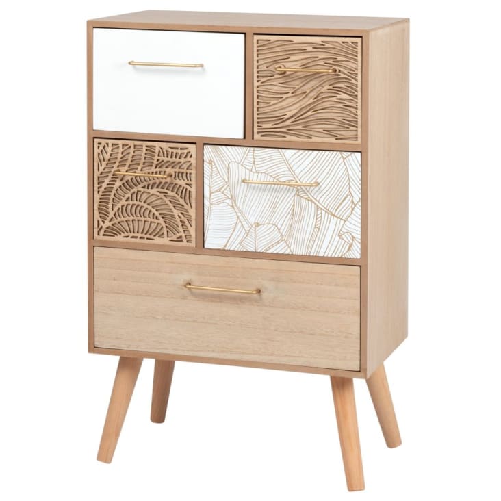 Maisons du Monde FOLIAGE - Pequeño mueble de almacenaje de 5 cajones con motivos decorativos En oferta