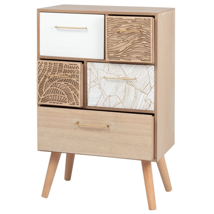 Maisons du Monde FOLIAGE - Pequeño mueble de almacenaje de 5 cajones con motivos decorativos En oferta