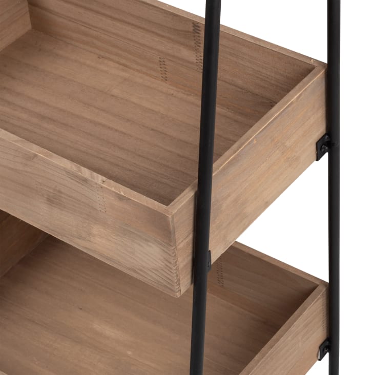 Maisons du Monde PATIO - Cajonera pequeña de metal negro y madera de pino Ventas relámpago