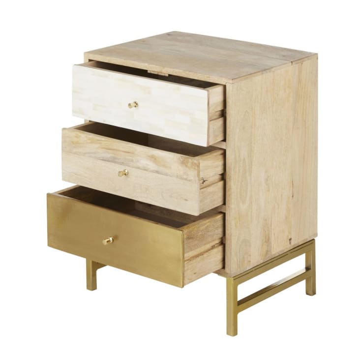Maisons du Monde MARGUETI - Cajonera pequeña con 3 cajones marrón blanco y dorado Envío gratis