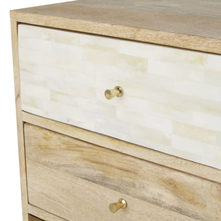 Maisons du Monde MARGUETI - Cajonera pequeña con 3 cajones marrón blanco y dorado Envío gratis