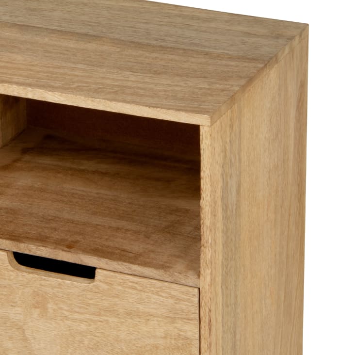 Maisons du Monde Carlata - Mueble pequeño con 1 nicho y 2 cajones en madera de mango y metal negro Últimos 3 días